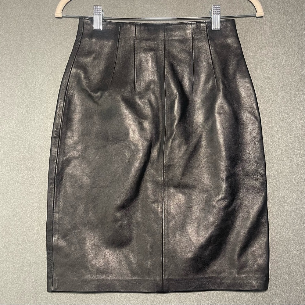 Cedars Black Genuine Leather Pencil Skirt Size 4 NWT